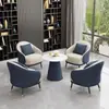 Set sencillo y elegante de sofá individual y mesa de centro, adecuado para áreas de descanso, recepciones de hotel, oficinas de ventas y salas de reuniones