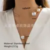 Pingente de Coração em Aço Titânio Rosa Degradê com Borda Dourada Estilo Europeu e Americano para Mulheres, Colar Elegante em Aço Inoxidável em Formato de Coração