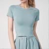 Lulu ropa de yoga top para mujer manga corta deportiva secado rápido ropa de entrenamiento camiseta para correr manga media elástico talla grande mallas