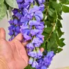 Flor de Glicina Artificial Enredadera Colgante de Techo Cadena de Flores Enredadera Flor Decorativa Planta de Plástico Cubierta de Tubería de Aire Acondicionado