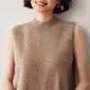 Ropa de Primera Línea Suéter de Cachemir de Cuello Medio Alto Chaleco de Punto Sin Mangas para Mujer Camiseta Base de Lana Suéter de Lana de Color Sólido Combinable Suéter Interior de Lana