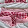 Verão Novo Estilo Europeu e Americano Estilo Garota Popular Xadrez Sexy Gola Halter Amarração Top + Shorts Bikini Feminino Atacado