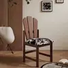 Silla de Comedor Vintage Estilo Francés para Uso en el Hogar, Silla de Diseñador de Madera Maciza, Silla con Respaldo Nórdico Antiguo Minimalista de Pavo Real