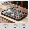 Juego de Té de Cristal, Lujo Ligero para Uso Doméstico, Tetera de Gama Alta para Sala de Estar, Juego Completo para Uso en Oficina, Mesa y Bandeja de Té Kung Fu