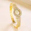 Marca de Relógio Missfox Fashionável Exquisito Elegante Cobre Incrustado Zircônia Relógio de Quartzo para Meninas Fabricante Estoque Pronto
