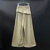 Conjunto de Pantalones Anchos con Top Nuevo de Verano de un Hombro con Adorno de Encaje y Cinturilla Falsa Plisada