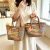 Bolsa Tejida Bolso de Mujer Venta Caliente de Verano Bolso Tote Nuevo Cesta de Regalo de Acompañamiento para Novia Bolso Tejido de Paja Bolso Cesta de Verduras