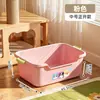 Nueva caja de arena para gatos integrada, inodoro para gatos extragrande anti-salpicaduras, linda caja de arena abierta con diseño de dibujos animados y desodorante para mascotas