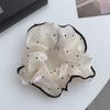 Coreia do Sul Ins Creme Cor Cetim Ballet Vento Intestino Grosso Anel de Cabelo Fresco Headwear Bola Anel de Cabelo