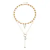 Joyería Transfronteriza Europea y Americana Collar Vintage Retro de Corazón de Lava de Doble Capa Estilo Ins Moda Versátil para Mujer