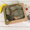 Venda direta da fábrica louças louças infantis prato de jantar caixa de presente louças de alimentação de silicone para bebê babador garfo colher