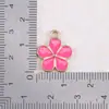 Serie Rojo Rosado Colgantes de Joyería Esmaltada Hechos a Mano DIY Flor Luna Estrella de Cinco Puntas Corazón Lazo Corona Colgante