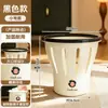 Papelera redonda para uso doméstico, alto valor estético, gran capacidad, papelera redonda para cocina, sala de estar, dormitorio, contenedor de almacenamiento transparente de doble capa