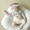Roupas de bebê roupas de verão finas macacão para bebê recém-nascido masculino e feminino um mês de idade 100 dias fofo super fofo macacão de manga curta
