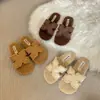 Pantuflas de Lana de Cordero Estilo Francés para Mujer, Suaves y Cálidas para Otoño e Invierno, Adecuadas para Usar en Interiores y Exteriores, Pantuflas de Felpa Versátiles de Gama Alta con Suela Plana