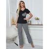 Ropa de Casa para Mujer Transfronteriza Verano Estampado de Amor Manga Corta Pantalón Largo Conjunto de Dos Piezas Pijama Ropa de Dormir para Mujer
