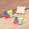 Oro de 8 Quilates Aleación DIY Joyería Color Contrastante Colgantes Rompecabezas Encanto Autismo Rompecabezas Redondo Corazón Colgantes
