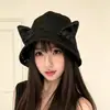 Sombrero de Cubo de Satén de Doble Cara con Orejas de Gato Lindas para Mujer, Sombrero de Sol de Verano, Sombrero Versátil para Proteger del Sol