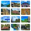 Ímã de geladeira de vidro com paisagem de montanha e água de Benchixi, lago na montanha, calçadão, portão de montanha esculpido em pedra, cachoeira, decoração de souvenir cultural e criativa