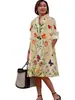 2025 Nuevo Vestido Camisa Largo Estampado Floral para Mujer Holgado Casual Cuadros Talla Grande