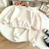 Conjunto de Sudadera de Color Sólido Europeo y Americano para Niñas Nuevo Estilo Unisex Infantil Casual Bebé Temporada de Primavera y Otoño Ropa Deportiva Infantil Comercio Exterior
