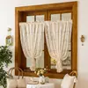 Suministro directo de fabricantes transfronterizos: cortinas de encaje pastoral para ventana, cortinas de café, cortinas cortas, media cortina, cortinas para puerta de partición de cocina, cortinas pequeñas listas para usar