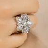 Anillo de apertura de gema fija alta transfronterizo 2024 nuevo anillo de gema de alta calidad anillo de flor al por mayor