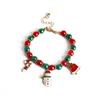 Pulseira de floco de neve com contas de estilo europeu e americano, pulseira de borla de árvore de Natal, enfeite de Papai Noel de desenho animado