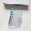A7 Pasta com Glitter Estrela PVC Transparente Pasta com Fivela Única Caderno de Armazenamento Capa Espessada Caderno Planejador Estudantil