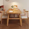 Juego de Mesa y Sillas Rectangulares Engrosados para Comedor para Uso Doméstico y Comercial, Mesa y Sillas de Comedor de Color Madera Natural Simple
