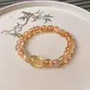 Pulsera de Cuentas de Fluorita Cristalina y Circonita Moda Lujo Ligero Pulsera de Gama Alta Temperamento de Nicho Joyería Versátil Venta al por Mayor
