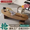 Escritorio Ejecutivo Moderno Minimalista de Madera Maciza con Forma Irregular, Escritorio Creativo de Diseñador, Banco de Trabajo con una Sensación de Alta Gama y Sencillez