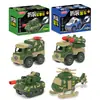 Envío gratis al por mayor desmontaje tanque militar coche cohete juguete niño coche de policía helicóptero modelo motocicleta