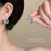 Pendientes Azules Estilo Francés con Esmalte de Goteo e Incrustaciones de Flores Azules, Diseño de Nicho, Accesorios de Gama Alta Estilo Vintage