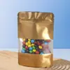 Bolsas Stand-Up Coloridas com Janela para Frutas Secas, Alimentos, Sacos de Embalagem Selados Aluminizados, Petiscos para Animais, Sacos Auto-Selantes com Zíper para Chá