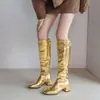 Botas largas de moda para otoño e invierno 2026, de importación, con cremallera lateral, tacón cuadrado y punta cuadrada pequeña, botas de talla grande para mujer para piernas bonitas, talla 46