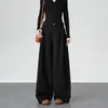 Calça pantalona cor cáqui para mulheres, nova coleção outono 2026, design estilo coreano, caimento solto, tecido fluido, patchwork retrô, calça casual