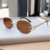 Óculos de Sol Ovais Nova Moda Casuais Versáteis Estilosos Escolha de Influenciadores Óculos de Metal Sem Aro Transfronteiriços