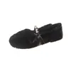 Zapatos peludos de otoño e invierno para mujer, mocasines cómodos sin cordones, zapatos de algodón peludos de punta redonda, engrosados y forrados de felpa para mujeres embarazadas