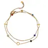 Exquisito y de Alta Calidad Hierba de la Fortuna Collar de Circonita Multicolor para Mujer Cadena de Clavícula Ligera de Lujo Simple Cadena de Collar Elegante Versátil