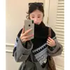 Bufanda Chal Tejido Jacquard Fair Isle Vintage para Mujer, Capa Cálida de Invierno para Superponer, Calentador de Cuello de Cuello Alto, Ropa de Abrigo