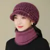 Gorro de Invierno para Mujer con Protección para las Orejas Gorro de Lana Tejida Cálido Engrosado Protección contra el Frío Personas de Mediana Edad y Mayores Mamá Abuela Gorro de Algodón con Felpa