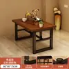 Mesa e Cadeira de Ferro Estilo Industrial para Fast Food Combinação de Mesa e Cadeira Comercial Bar Taberna Restaurante de Hot Pot Restaurante Retangular Restaurante de Churrasco Mesa de Jantar