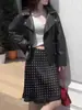 Falda de Satén con Lunares Estilo Commuting Primavera 2026 para Mujer, Ajuste Delgado, Línea A, Patchwork, Falda Casual Versátil