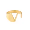 Anillo de Cobre Popular Original Transfronterizo Joyería Creativa Ajustable Abierto para Mujeres con 26 Letras Venta al por Mayor Letras Creativas