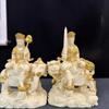 Marfim Esculpido Manjushri e Samantabhadra Bodhisattva 15*10*6cm Decoração Artesanato Ornamentos para Mesa de Escritório Sala de Estar