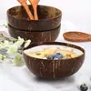 Cuenco de Coco Vietnamita Estilo Sudeste Asiático Vajilla Cuenco para Avena Ensalada Comida Ligera Cuchara Tenedor de Madera de Coco Ensalada de Frutas