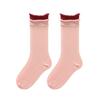 Calcetines holgados de primavera y otoño para mujer con empalme de doble volante, calcetines largos holgados sin costuras, calcetines de algodón transpirables de malla hasta la pantorrilla