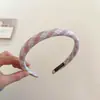 Diadema Fina Rosa a Cuadros Estilo Coreano, Simple y Versátil, Fresca y Femenina, Diadema Elegante para Mujer