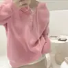 Suéter pullover con capucha y cordón de cuello semiabierto para mujer, nuevo estilo de otoño, top de punto holgado para mujer, disponible para pedido personalizado